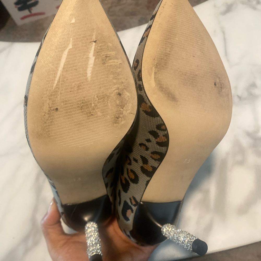 Allegra James Leopard Print Hot Rhinestone Heels Easy On Booties 7.5 Women’s Htf — image 7 of 8
